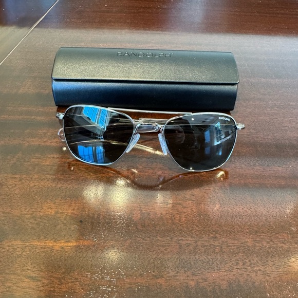 Randolph Aviator 52MM Bright Chrome Frame  Polarized American Gray Lens - Picture 6 of 12